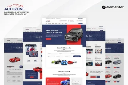 Autozone Car Rental and Auto Service Elementor Template Kit