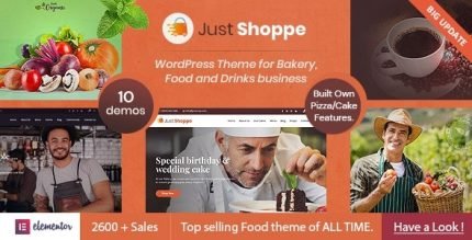 Justshoppe Elementor Cake, Bakery and Food WordPress Theme