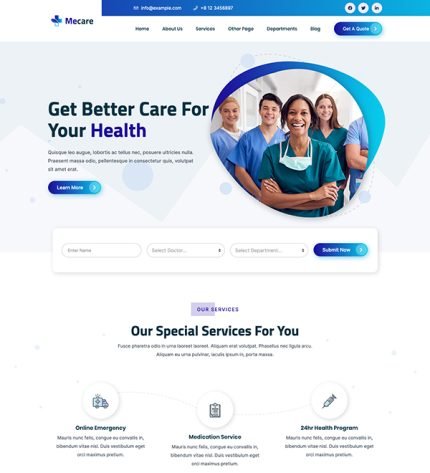 Mecare Hospital and Health WordPress Theme - All is Nulled