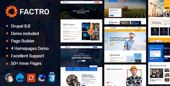 Factro Industrial and Factory Business Drupal 8.8 Theme